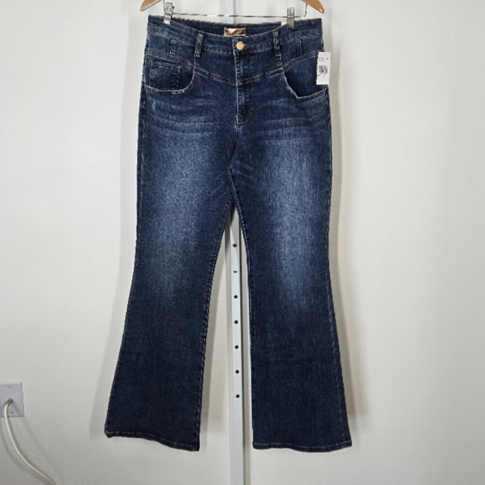 KUT FROM THE KLOTH WOMEN'S hi-rise ana flare jeans blue Size 12 NEW